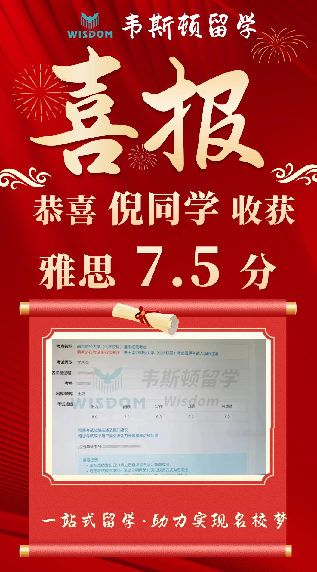 雅思总分7.5
